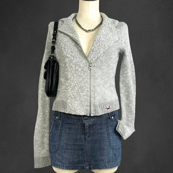 Hollister Zip Up Cardigan Sweater Gray - Picture 1 of 7